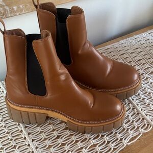 Madden Girl Tan Leather Ankle Chelsea Boots 9.5
